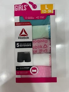 NIB Reebok Girls Seamless 5 Pairs Multi Color Boyshort Panties Size L 12-14 - Picture 1 of 2