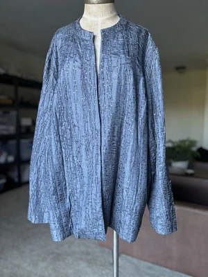 Cárdigan Abrigo Chaqueta Mujer Eileen Fisher Lentejuelas Seda Brillante Talla 3X Foto 1 de 4