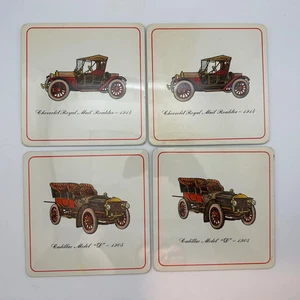Pro-Tex Metal Hot Pad Wall Plaques Antique 1914 Chevy & 1905 Cadillac, Set of 4 - Picture 1 of 10