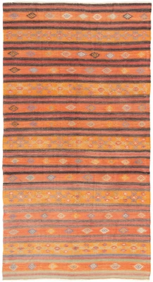 Alfombra tribal tejida a mano vintage 5'6" x 11'1" alfombra Kilim de lana Foto 1 de 4