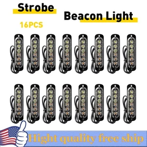 16pc Amber/White 6LED Car Truck Strobe Light Bar Flashing Indicator Runing Light - Picture 1 of 13