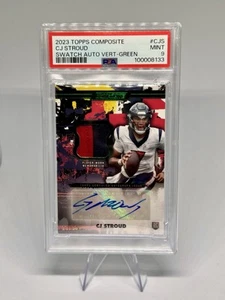 2023 Topps Composite CJ Stroud Swatch Auto Vertical Patch Green RC #23/50 PSA 9 - Picture 1 of 2
