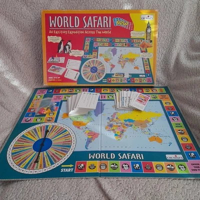 COMPLETE World Safari Board Game by Creatives – Vintage Geography Game  - Image 1 of 4