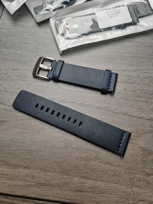 Lote de trabajo de 10 correas de reloj pasador de liberación rápida de cuero genuino azul de 22 mm - Imagen 1 de 4