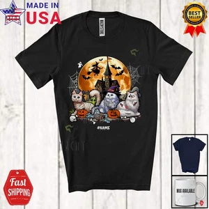 Nombre Personalizado Tres Momias Bruja Zombie Gato Angora Turco; Camiseta Luna Halloween - Imagen 1 de 7