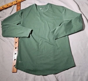 BYLT Shirt Mens Medium Green Logo Drop Cut Gym Workout Performance Casual Tee - Picture 1 of 12