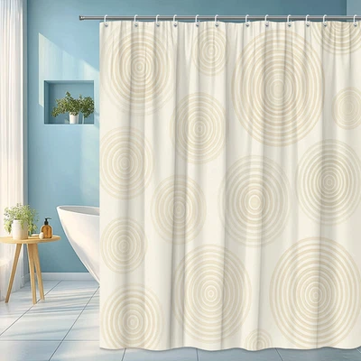 优雅圆圈浴帘 - 柔软奶油色米色设计 — 第 1/4 张图片