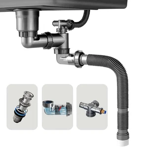 Single Sink Kitchen Sink Drain Kit Space Saving Flexible Drain Pipe Flexible ... - Picture 1 of 7