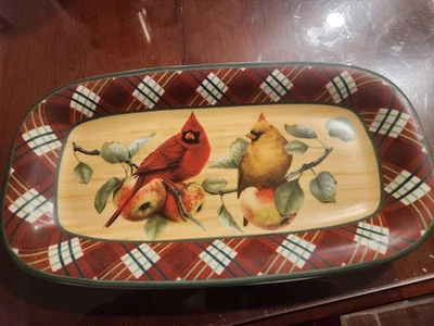 Lenox Winter Greetings Everyday Tartan small Hors D'oeuvre tray retired not used - Image 1 of 2