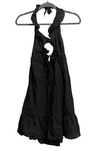 Polo Ralph Lauren Womens Halter Mini Dress Boho-Chic Beachy Black Large Flowy - Picture 1 of 11