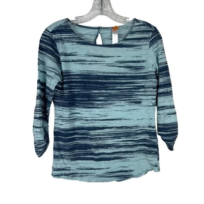 Lucy Activewear 3/4 Sleeve Cotton Shirt Size XS Blue Print Casual - Image 1 of 4