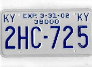 KENTUCKY 2002 license plate "2HC-725" ***38,000***MINT*** - Picture 1 of 1