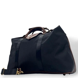 Yves Saint Laurent Navy Leather Nylon Boston Bag 2Way Tote Authentic - Picture 1 of 10
