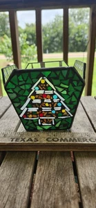 Studio Nova Candle Holder Mosaic Christmas Tree Stained Glass Style - Picture 1 of 7