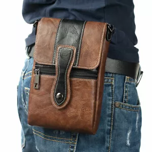 Luxus Leder Geldbörse Gürtelschlaufe Reißverschluss Tasche Zigarettenbeutel Tasche Neu Taillenpackung - Bild 1 von 31