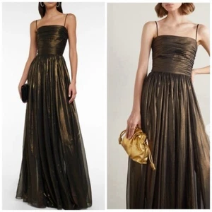 Maxi Vestido Rasario Corsé Reunido Gasa Negro Dorado Talla 12 Formal Corbata Negra - Imagen 1 de 9