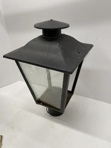 Vintage Street Lamp Post Topper Iron Black Bulb Cover
