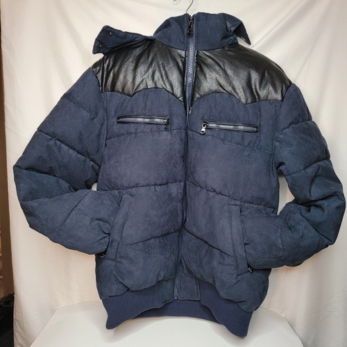 VETEMENTS Spire by Galaxy parka uomo pesante giacca cappotto blu cappuccio taglia large