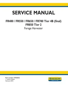 Manual de servicio de cosechadora New Holland FR480, FR550, FR650, FR780 Tier 4B/2FR850 - Imagen 1 de 24