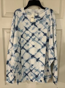AERIE OFFLINE Oversized Crew Sweater M Marbled Tie Dye Blue Pullover NWT - Picture 1 of 6