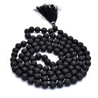 Natural LAVA 108 Beads Mala Necklace, Hand knotted Essential Oil Lava Necklace