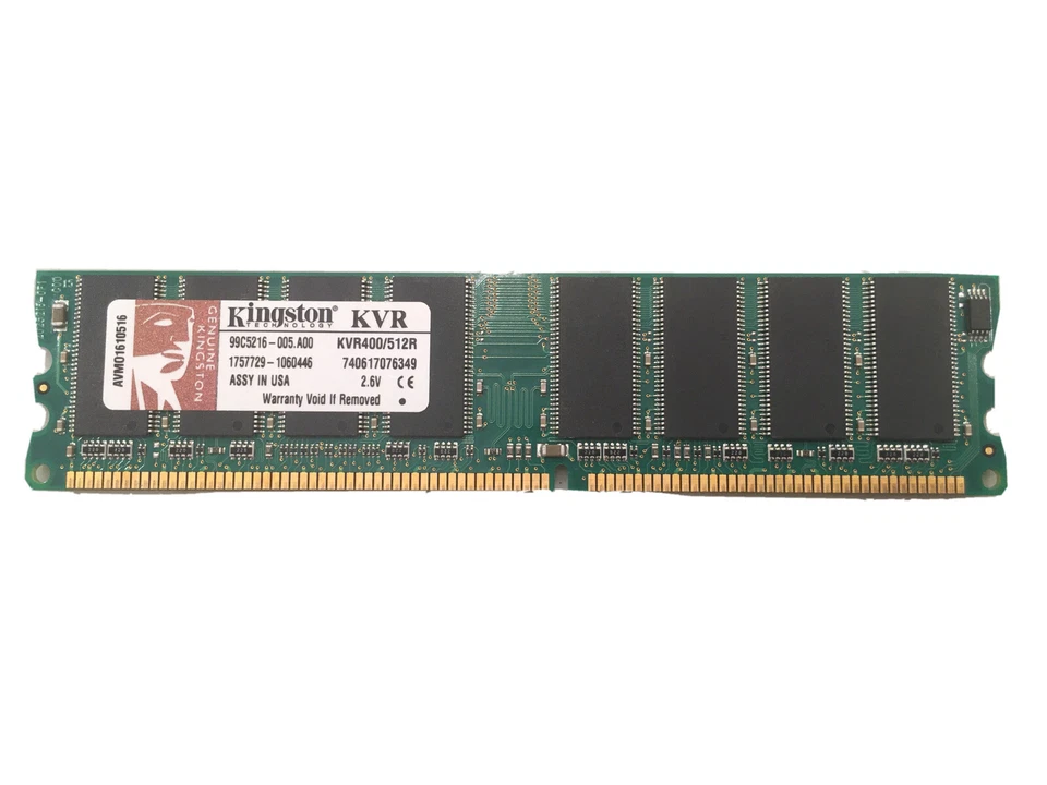 Kingston PC3200 (DDR-400) 512 MB DIMM 400 MHz PC-3200 DDR Memory (KVR400/512R) - Image 1 of 1