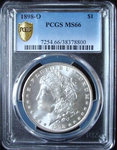 1898-O Morgan Silver Dollar - PCGS MS 66 - Gold Shield - Picture 1 of 5
