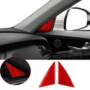 Red Carbon Fiber Interior Front Door A Pillar Panel Trim For Kia Stinger 2019-23 - Picture 1 of 9