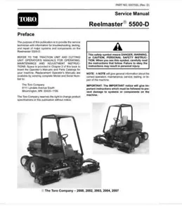 Manual de servicio Toro 5500D Reelmaster - Imagen 1 de 5