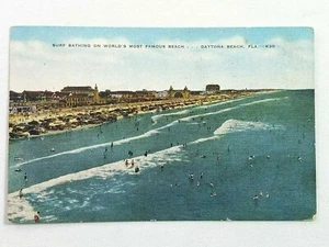 Surf Bathing World's Famous Beach Daytona Beach Florida Vintage Postcard 1952 - Picture 1 of 3