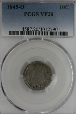 1845 O 10C PCGS VF20    Liberty Seated Dime, 10C, 1800's Dime, LS Dime, Lib Dime - Image 1 of 2
