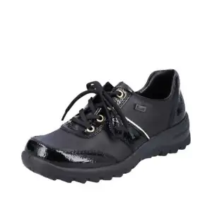 Rieker L7120-00 Black Leather / Patent Combo Water Resistant Shoe - Picture 1 of 4