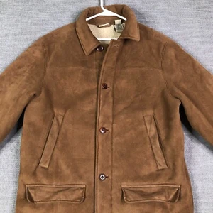 VTG LL Bean Jacket Mens M Brown Faux Suede Sherpa Lined Casual Barn Chore Hiking - Picture 1 of 12