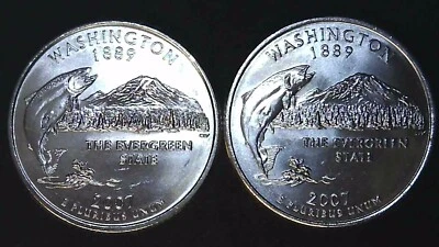 2007 P D 25C State Quarter Washington BU Clad (2 coins) 24hh1018-4 - Image 1 of 2
