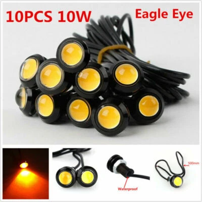 10Pcs Eagle Eye COB Amber LED Car Daytime Running DRL Tail/Head Light Waterproof - Image 1 of 4