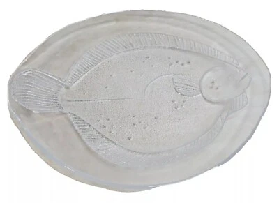 Clear Glass Textured Fish Plate 11x12” Heavy Duty Serving Tray Pisces - Image 1 of 4