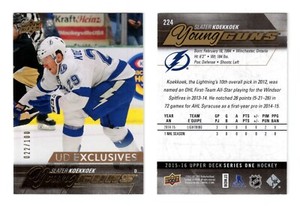 15-16 Upper Deck Series 1 Young Guns UD Exclusives Slater Koekkoek Rookie /100