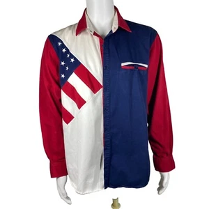 Camisa Pindle River para Hombre L EE. UU. Bandera Americana Estrellas a Rayas con Botones Patriótica - Imagen 1 de 18