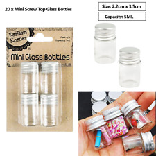 20x Mini Glass Bottle Screw Lid Lab Craft Lolly Wish Note Container Vial Jar 5ML