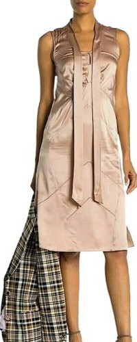 Abito Midi antico Burberry rosa talpa 100% seta cravatta taglia 10 $1150