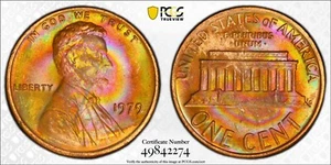 1979 1C PCGS Lincoln RAINBOW Toned Cent Penny TrueView QUESTIONABLE COLOR Toner - Picture 1 of 2
