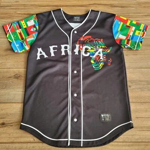 Seltenes Mizizi Afrika 00 Baseball Trikot Herren Erwachsene Größe Small Flaggen schwarz Knopf - Bild 1 von 11