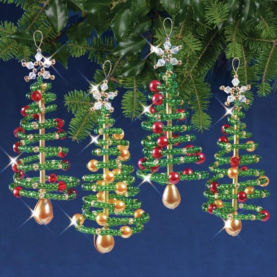 Nostálgico Kit de Adornos de Cristal con Cuentas de Navidad Cristal Árbol de Navidad hace 4 Foto 1 de 1
