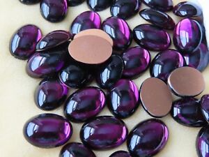 12 West German  vtg. Oval cabochons in 20x15mm Amethyst/gold foiled.