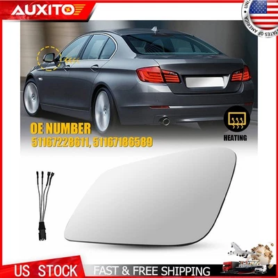 For BMW 535i XDRIVE 550i XDRIVE Driver LH Side Heated Mirror Glass 51167228611 - Image 1 of 4