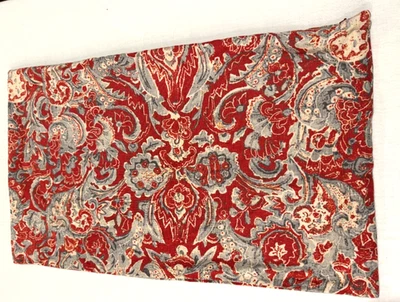 Vtg POTTERY BARN Linen Lumbar Pillow Cover JULIA Red Gray 14"x25" Queen - Image 1 of 4