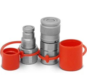 3/8" Flat Face Hydraulic Quick Connect Coupler, Coupling Set, 3/8" NPT Thread - Picture 1 of 14