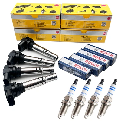 4x NGK Zündspule + 4x BOSCH Zündkerze Für Audi A3 8P VW Golf Touran Seat 1.4 TSI - Image 1 of 4