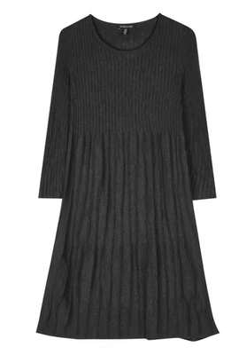 EILEEN FISHER Washable Italian Wool Rib Release Pleat Dress XL Lagenlook EUC - Image 1 of 4