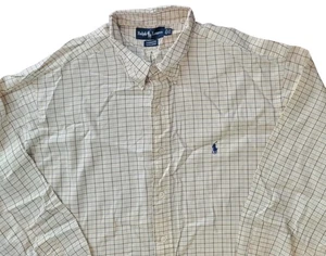 Ralph Lauren Yarmouth Dress Shirt Blue Check Cotton 17.5 34/35 Pony Logo - Picture 1 of 9